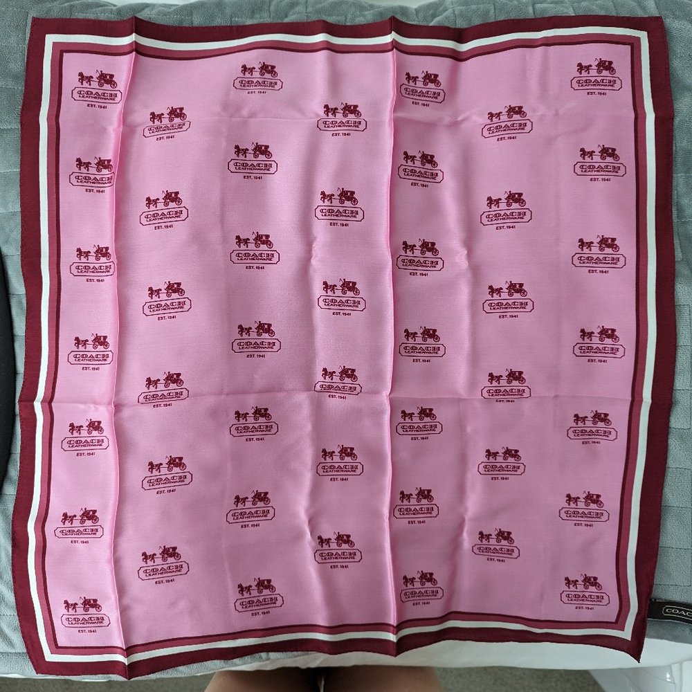 NEW COACH 100% Silk Square Neck Scarf - Signature Legacy Pattern